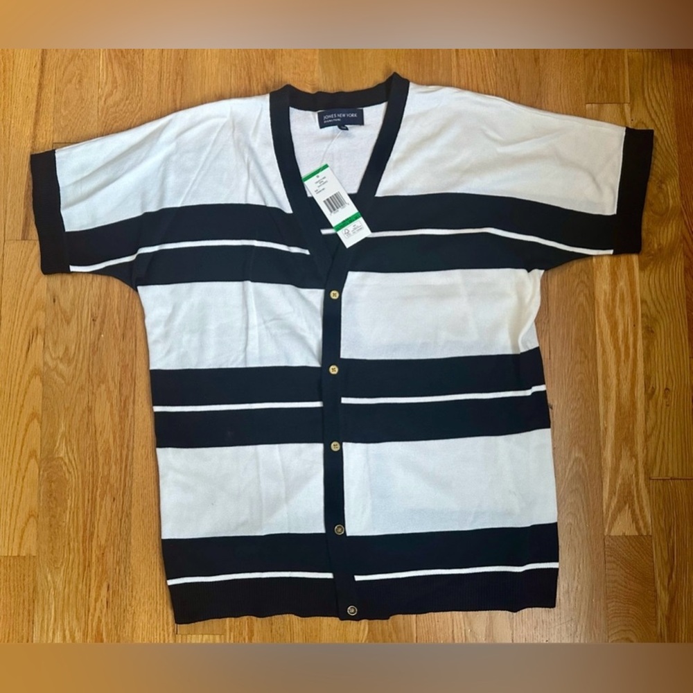 Jones New York Black and White Cardigan Sweater